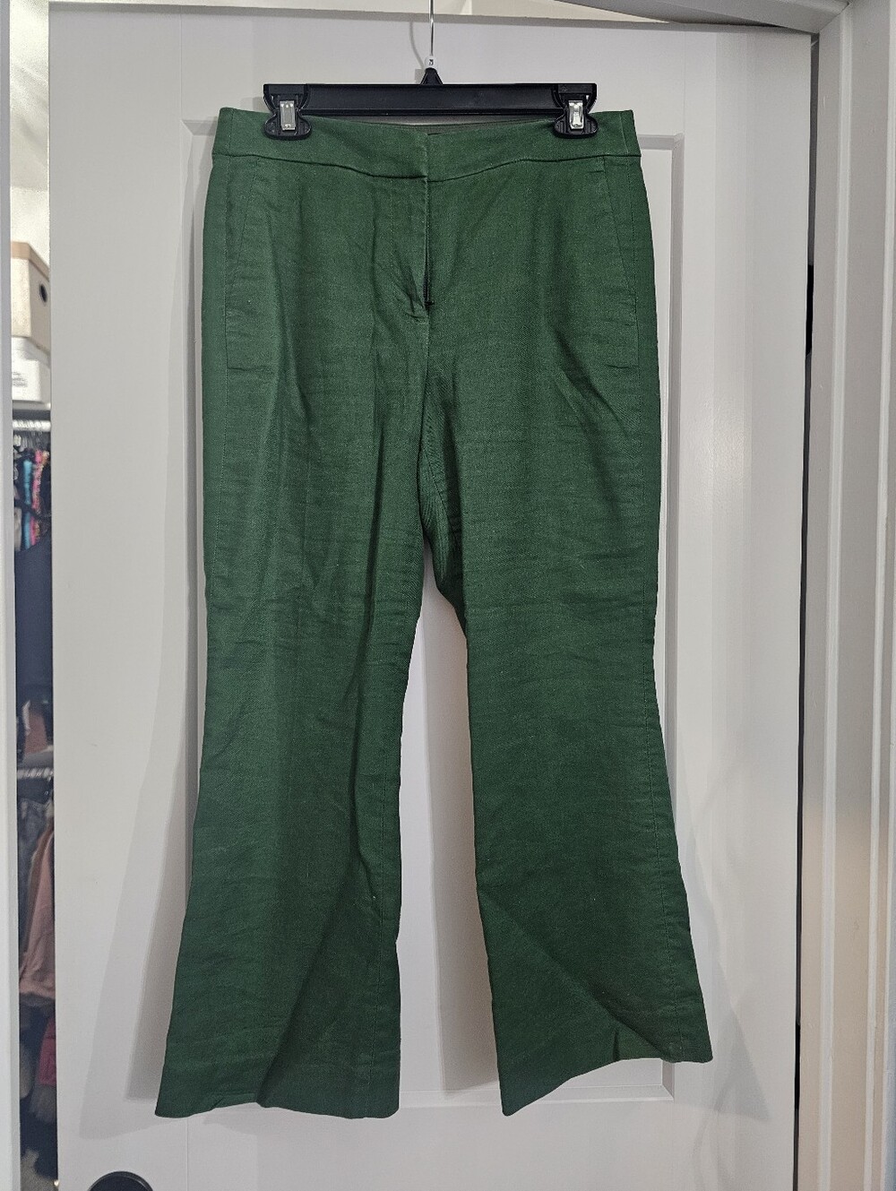 J. Crew Green Wide-Leg Trousers